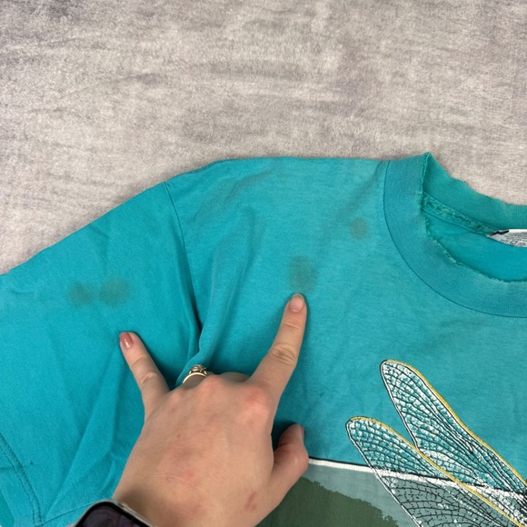 Vintage Nature Shirt Mens Large Teal Preserve Our Wetland Wilderness Dragonfly - Picture 5 of 14